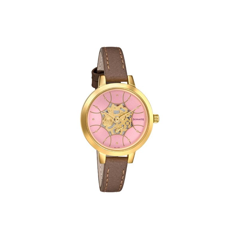 Buy Sonata Unveil 8141YL02 Pink Dial Analog Watch For Women Online