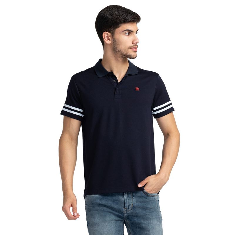 Being Human Men Short Sleeve Regular Fit Polo T-Shirt Navy Blue (S)
