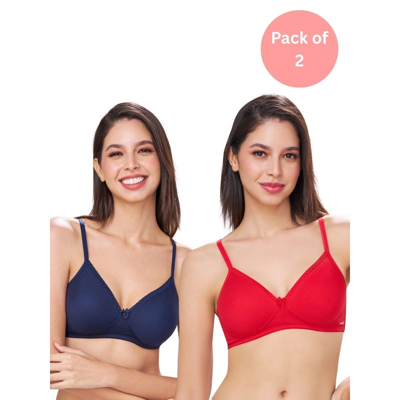 bodyline Multi Color Cotton Tencel Spandex Padded Bra (Pack of 2) (32B)