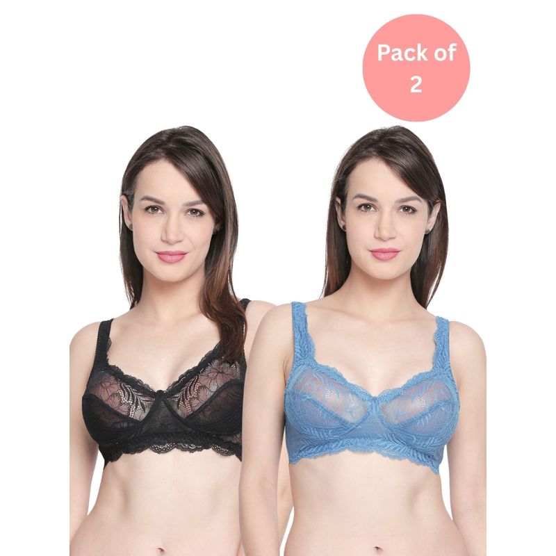 bodyline Multi Color Lace Non Padded Bra (Pack of 2) (32C)