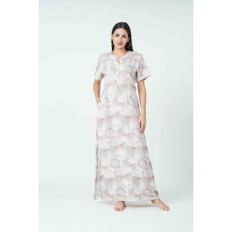 July Nightwear Multi Color Rayon Nightdress (L)