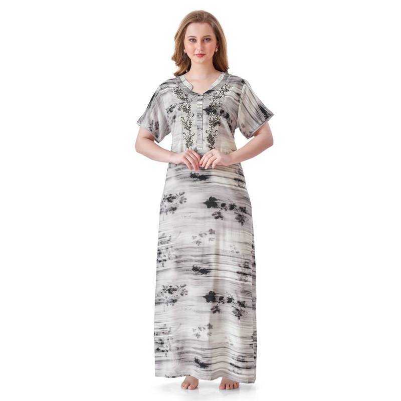 July Nightwear Black Rayon Nightdress (L)