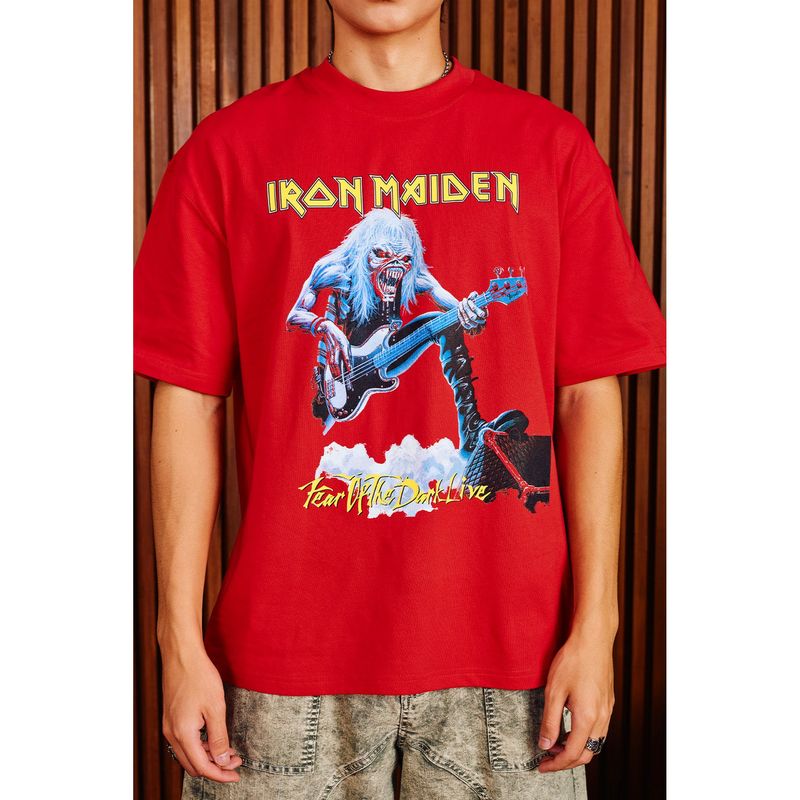 Bonkers Corner Red Iron Maiden Oversized T-Shirt (XS)