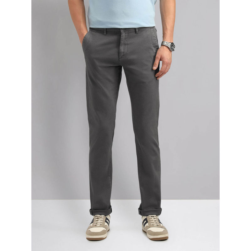 AD By Arvind Grey Modern Slim Fit Solid Chinos (32)