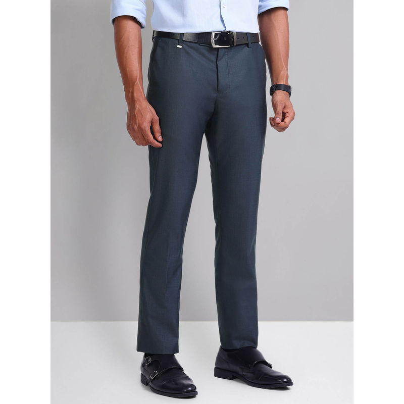 AD By Arvind Green Dobby Flat Front Trousers (30)