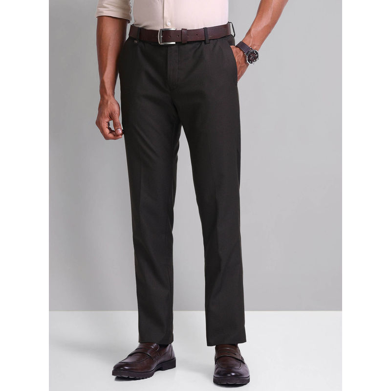 AD By Arvind Brown Smart Flex Textured Trousers (32)