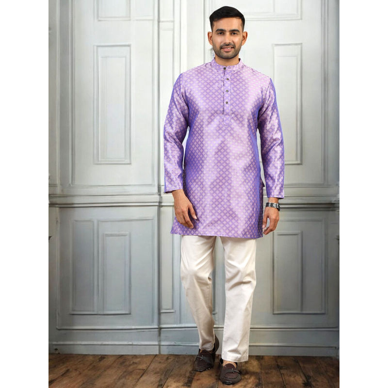 TATTVA Men Woven Purple Straight Short Kurta (38)