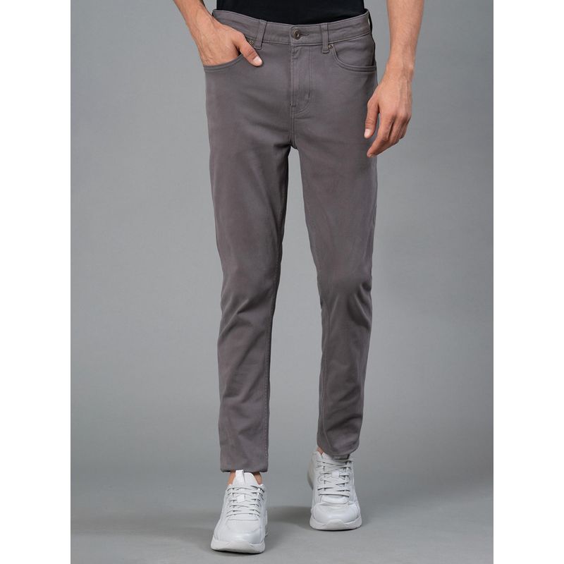 Red Tape Mens Charcoal Grey Solid Cotton Spandex Skinny Jeans (36)