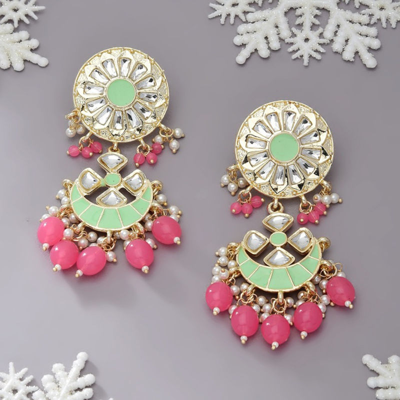 Green and pink combination deals earrings