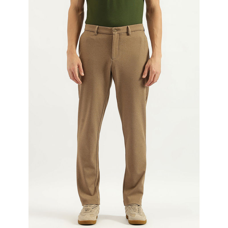 United Colors of Benetton Men Brown Polyester Blend Slim Fit Trouser (34)