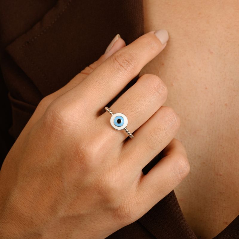 METALM Enamel Evil Eye Protection Ring in 925 Silver (12)