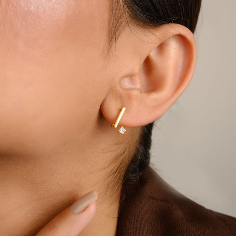 Buy METALM Gold Bar Dainty Stud Earrings Online