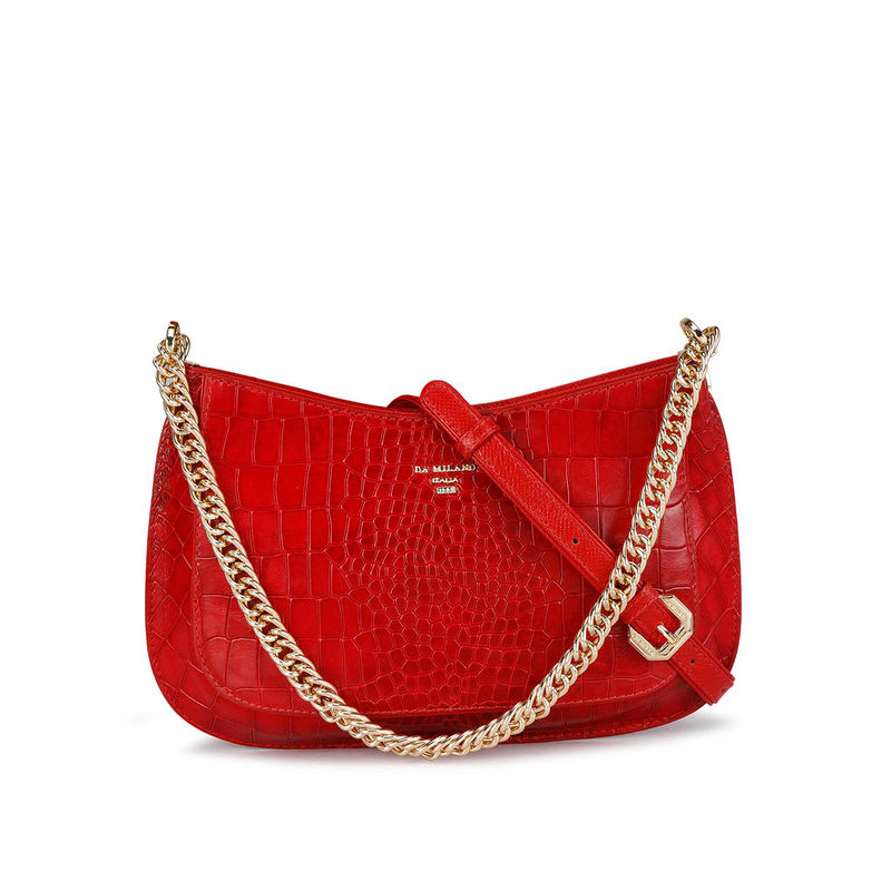 Buy Da Milano Genuine Leather Red Ladies Handbags Online
