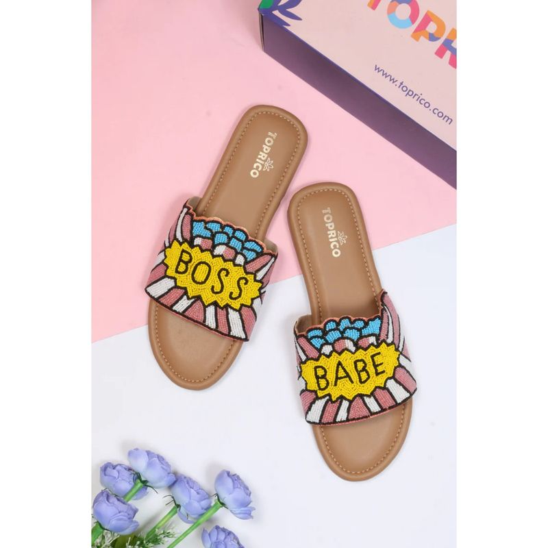 Toprico Boss Babe Beads Embroidered Multi Color Flat (EURO 38)