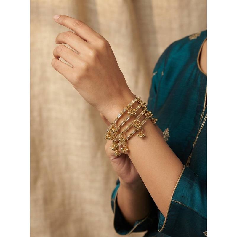 Adwitiya Women White Stones Brass Bangles (Pack of 4) (2.2)