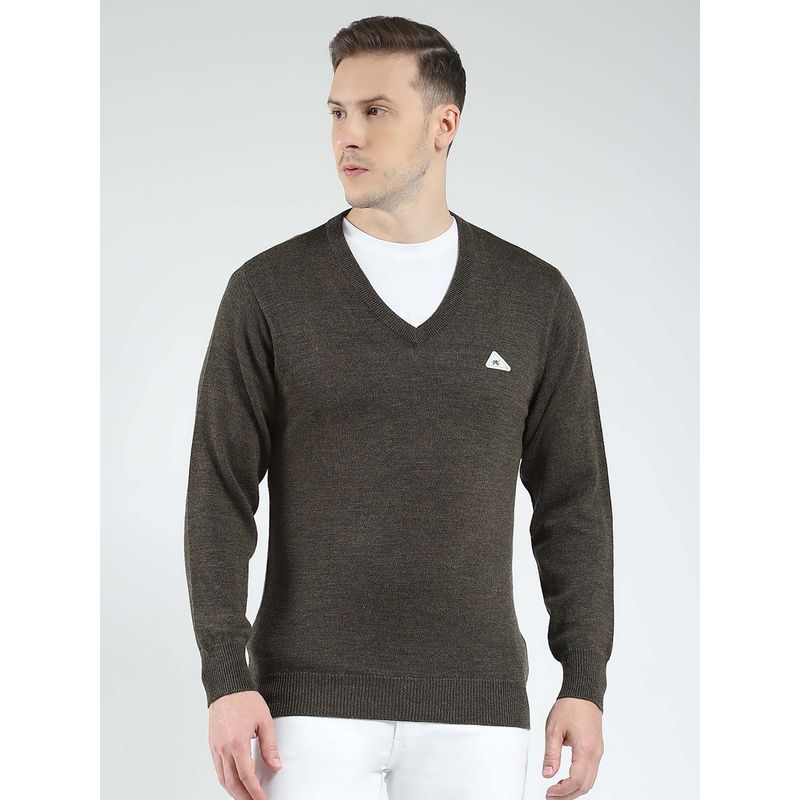Monte Carlo Charcoal Men's Solid V Neck Sweater (L)