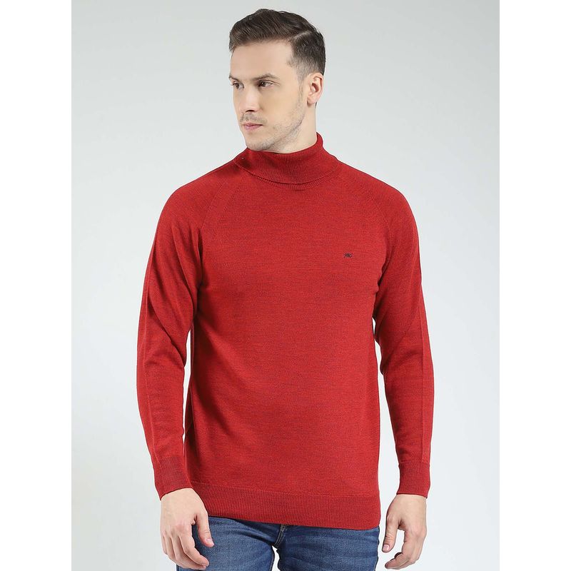 Monte Carlo Maroon Men's Solid High Neck Sweater (M)