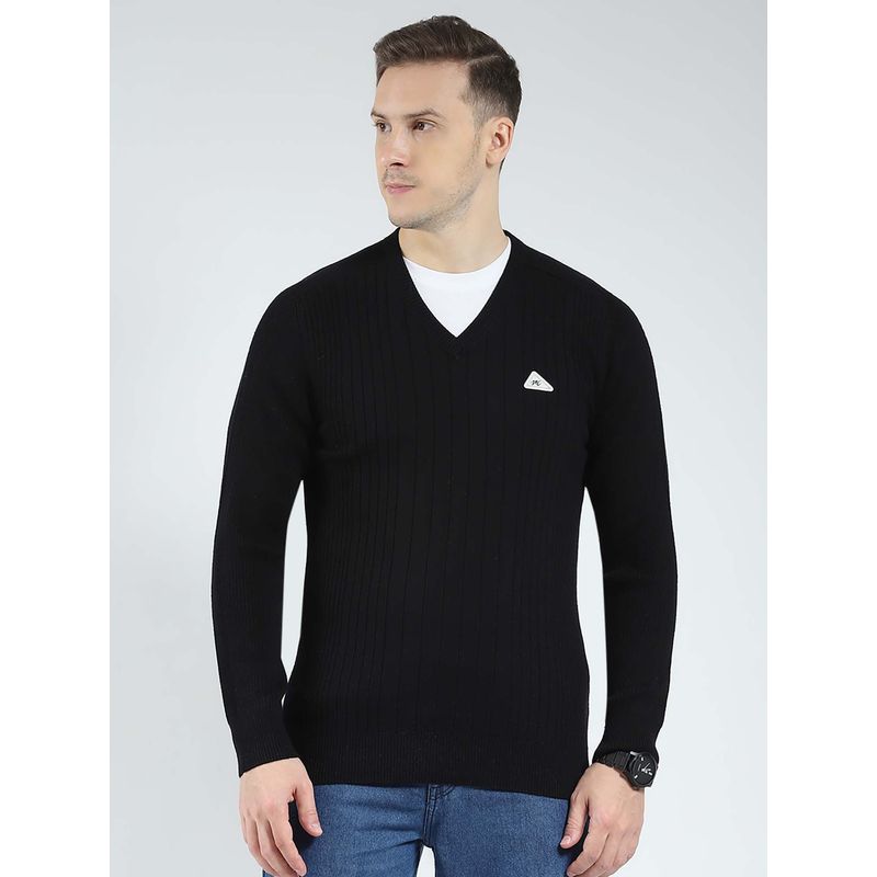 Monte Carlo Black Men's Solid V Neck Sweater (2XL)