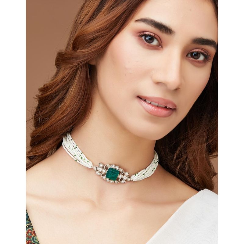 Orange - Handcrafted GS Fabart Choker Necklace Set 20