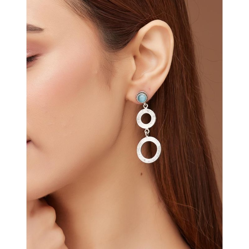 Silver and Blue Metal Danglers main image 0
