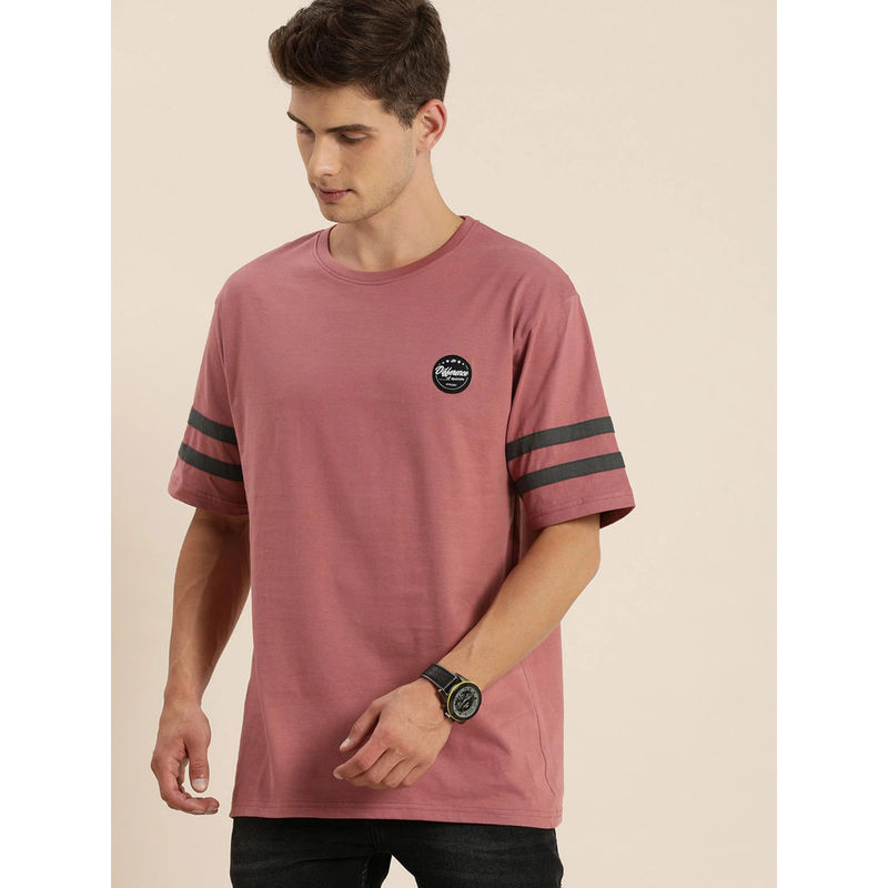 Difference of Opinion Pink Solid Oversized T-Shirt (S)