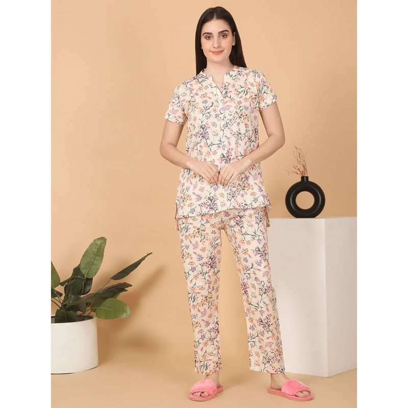 Sweet Dreams Women Printed Top with Pyjama (Set of 2) (S)