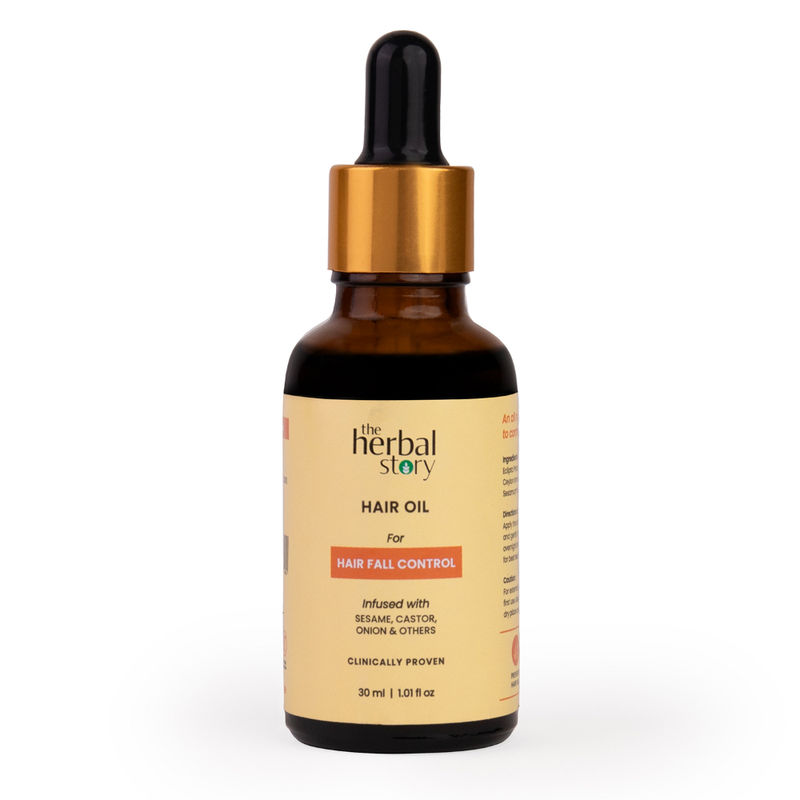 The Herbal Story Hair Fall Control Oil With Ayurvedic Sesame, Onion & Castor - Nourishes & Thickens