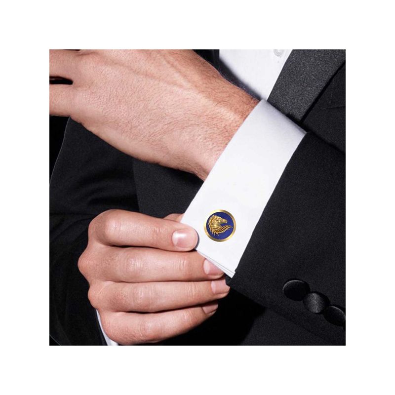 AJAH Horse Wild Cufflink Set with 18kt Gold Plating & Enamel - Blue