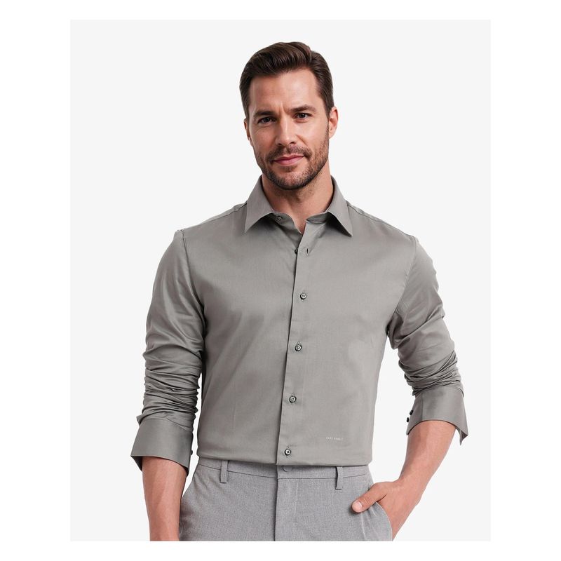 Buy Rare Rabbit Men Grey Solid Casual Shirt Online
