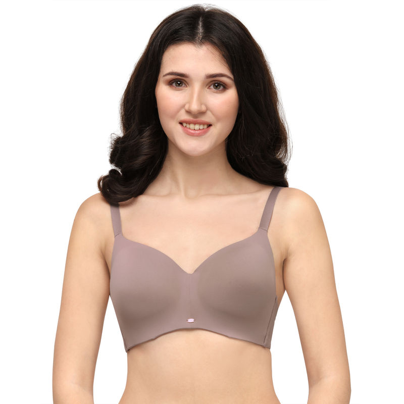 SOIE Full Coverage Padded Non-Wired Ultra Soft Seamless Bra-Bark (32D)