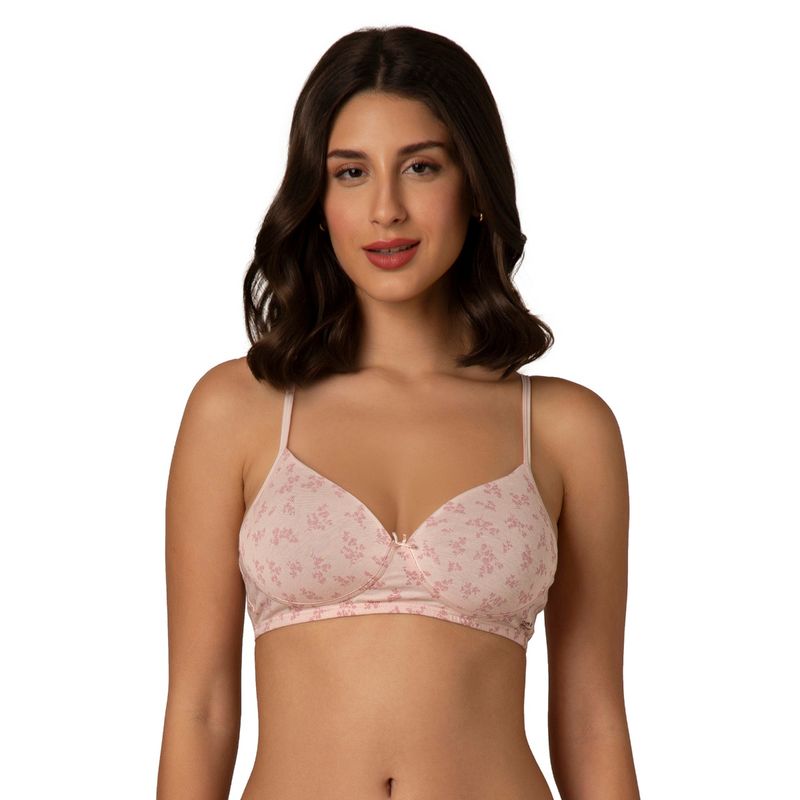 Amante Women Knit Cotton Floral Pink Padded Bra (32D)