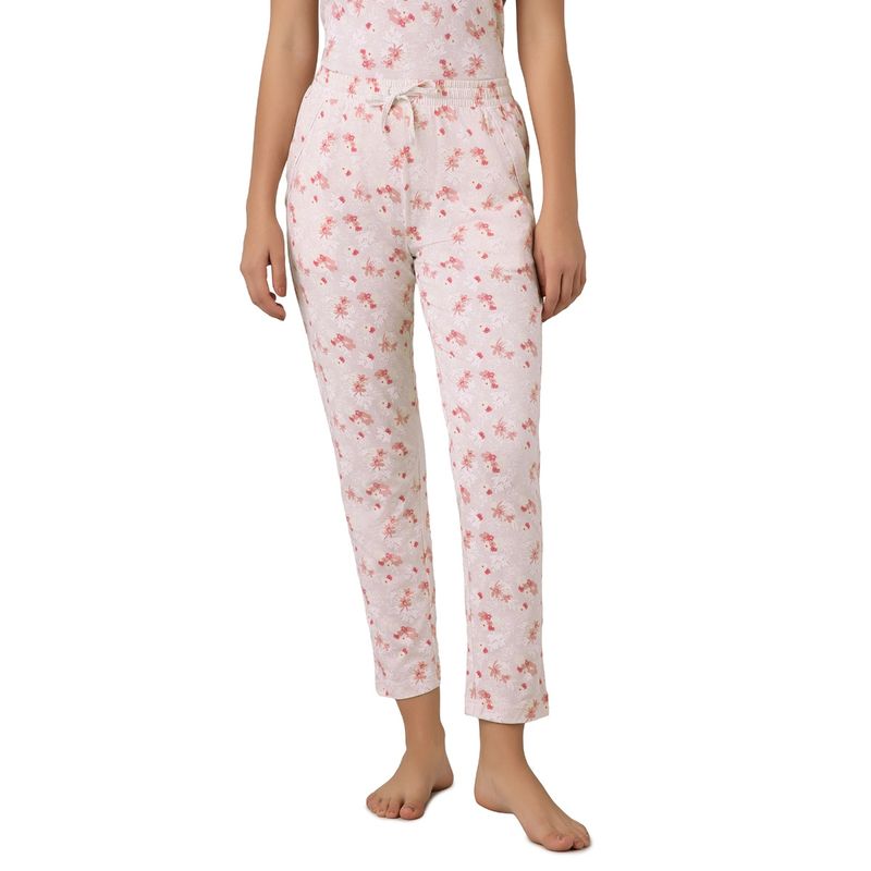 Amante Women Knit Cotton Floral Pink Pyjama (S)
