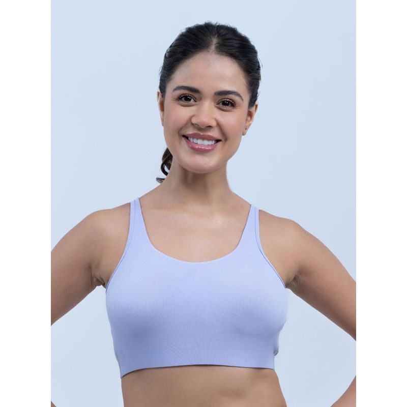 SOIE Womens Non-Wired Full Coverage Low Impact Removable Cups Lounge Bra Purple (S)