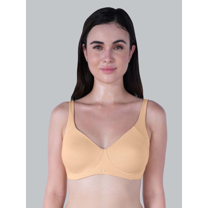 SOIE Non Padded Non Wired Stretch Full Coverage Moulded Cups T-Shirt Bra Beige (34B)