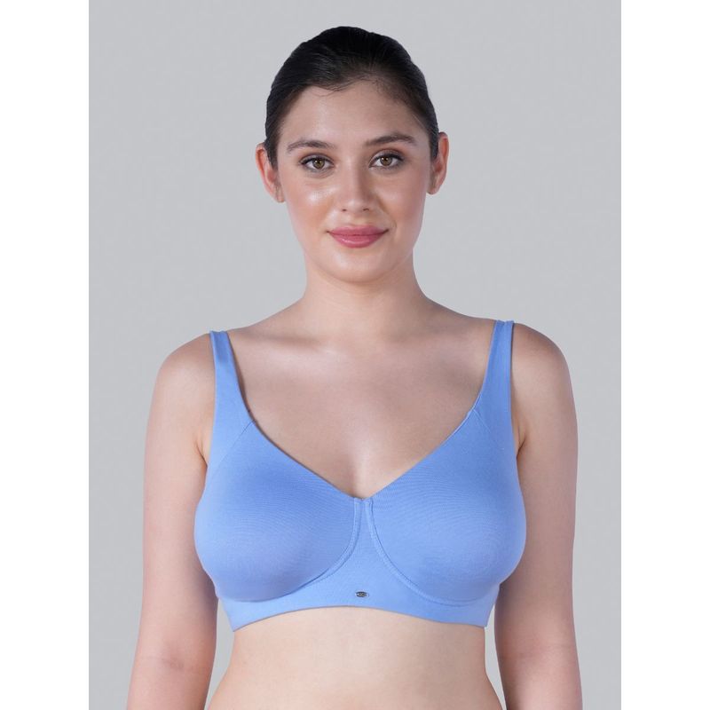 SOIE Non Padded Non Wired Stretch Full Coverage Moulded Cups T-Shirt Bra Blue (38D)