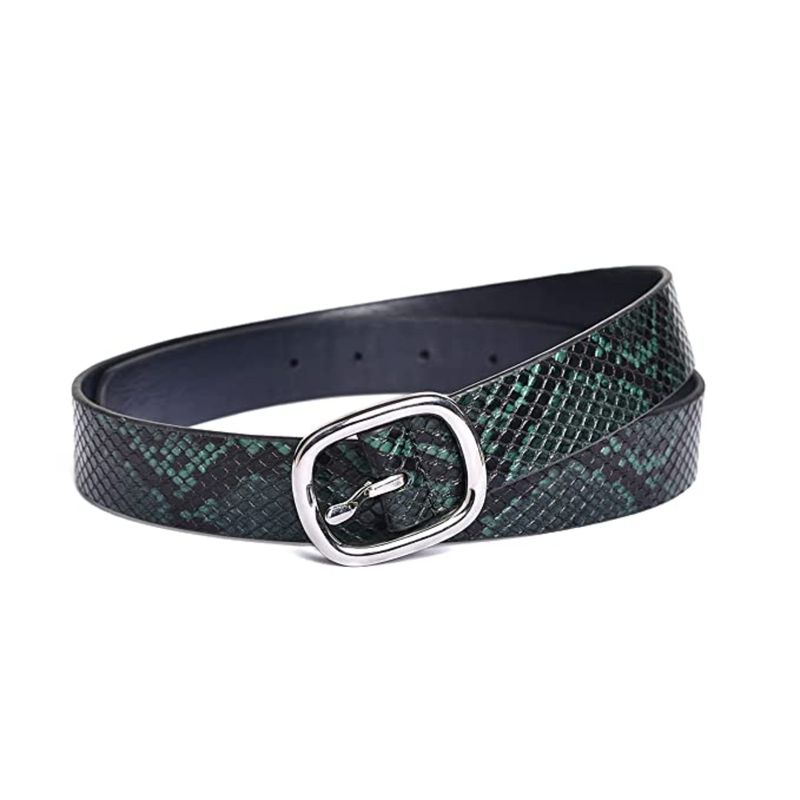 Buy BELWABA Vegan Leather Green Snake Print Womens Belt Online