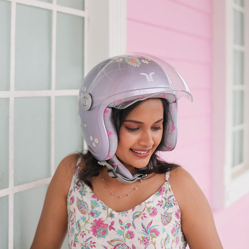 TVARRA Daisy Isi Certified Open Face Womens Helmet - Purple (S)