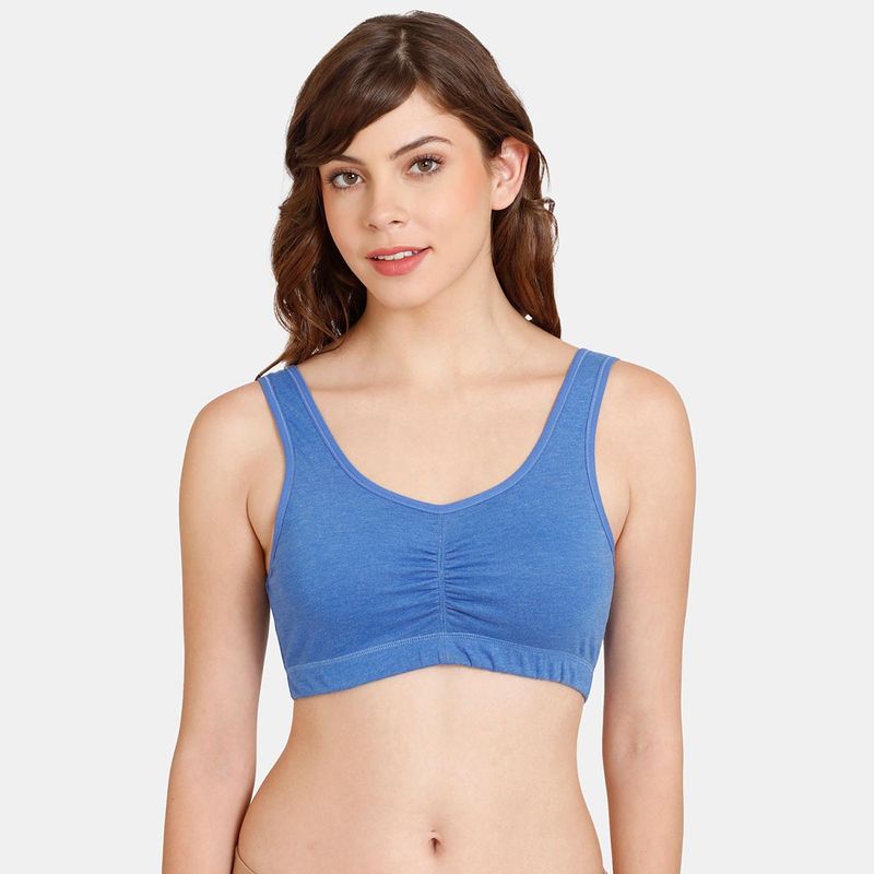 Zivame Rosaline Double Layered Non-Wired 3-4th Coverage T-Shirt Bra - Beaucoup Blue (M)