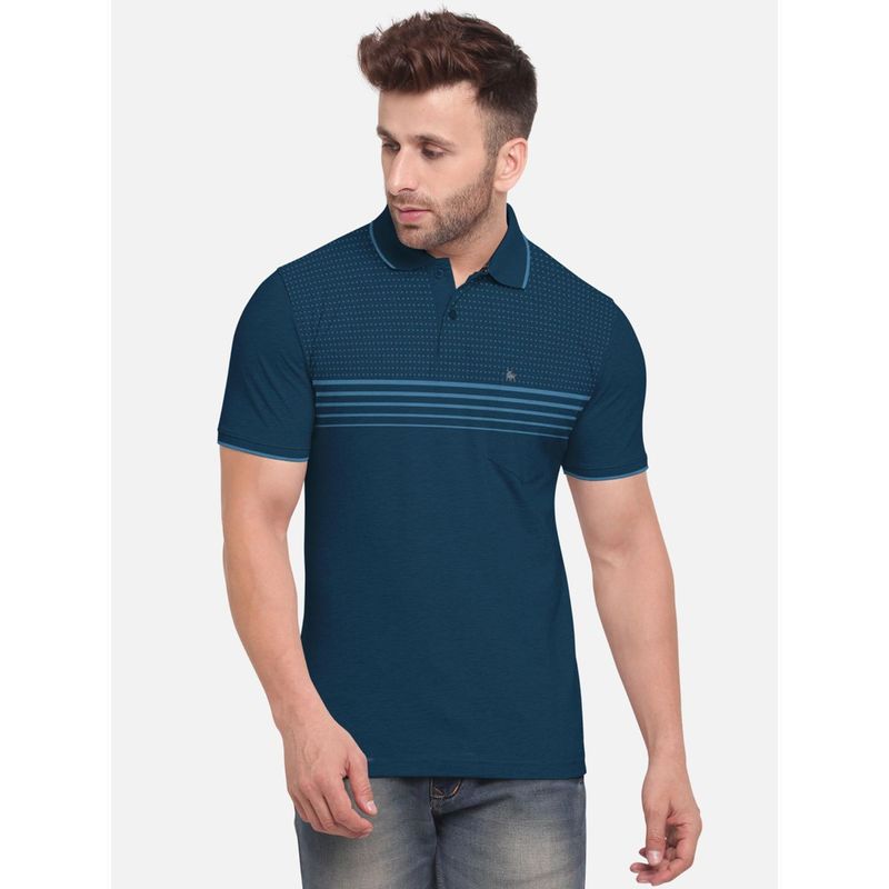 BULLMER Blue Premium Polo Neck T-Shirt for Men (S)