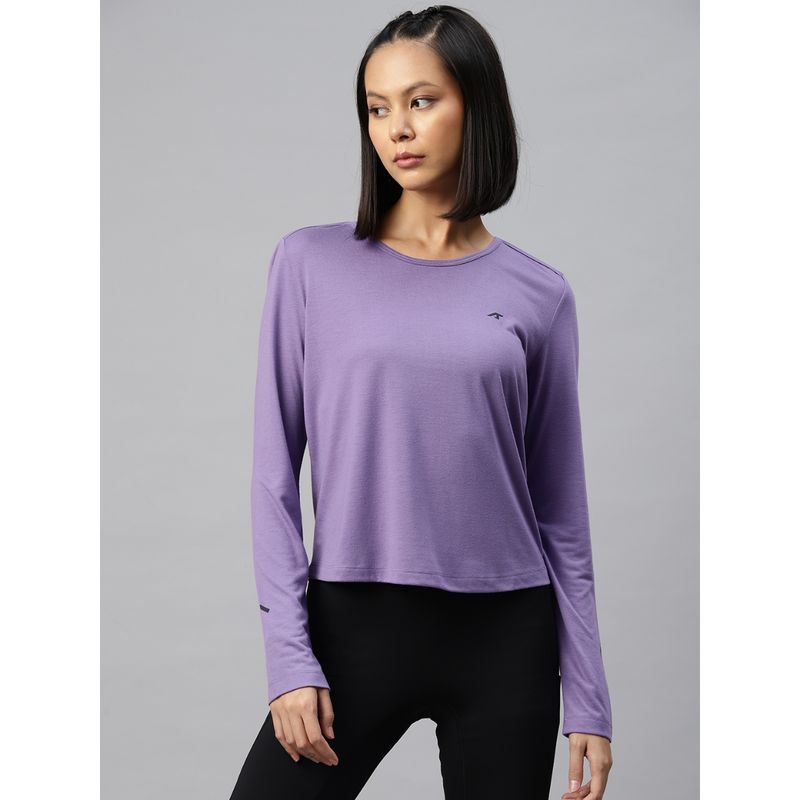 Alcis Women Purple Slim Fit Sports T-Shirt (S)