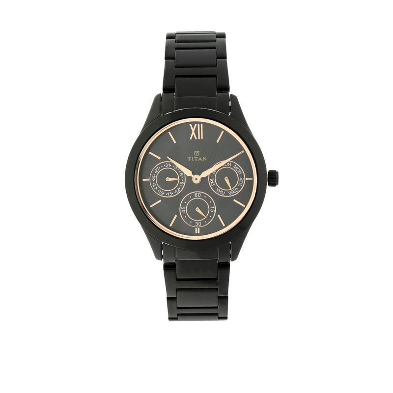 Titan Black Dial Black Stainless Steel Strap Watch: Buy Titan Black ...