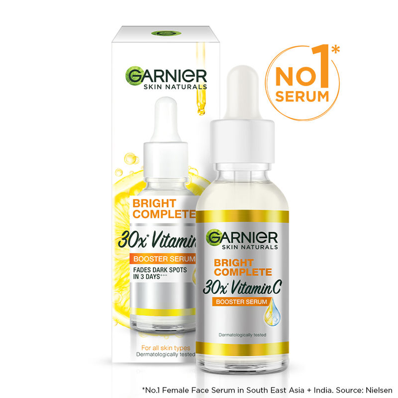 Garnier Bright Complete 30X Vitamin C Booster Face Serum with 2% Niacinamide + 0.5% Salicylic Acid