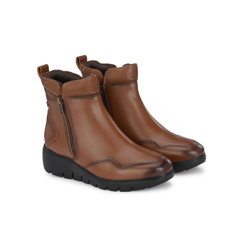 Delize Women Tan Solid Casual Boots (UK 3)