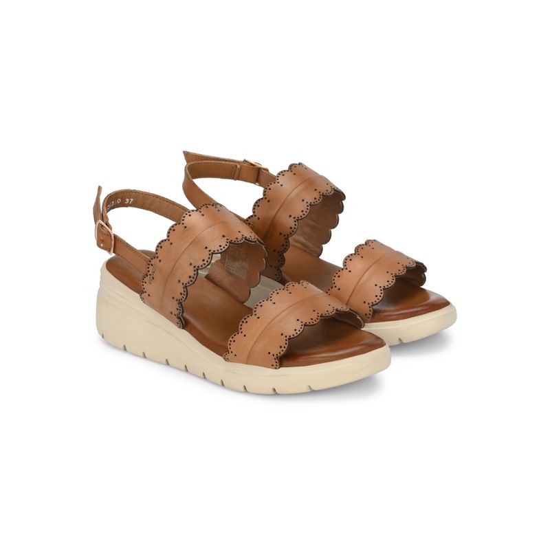 Delize Womens Tan Solid Comfort Sandals (UK 5)