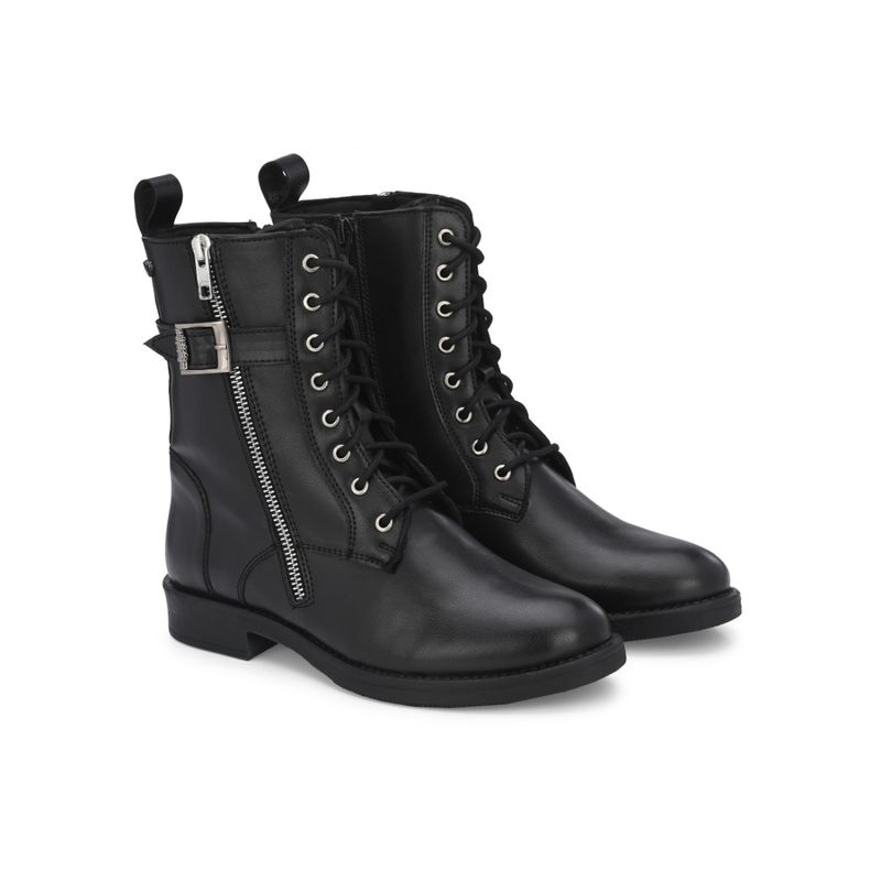 Delize Women Black Solid Derby Boots (UK 8)