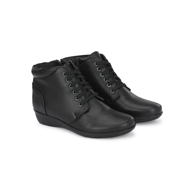 Delize Women Black Solid Derby Boots (UK 3)