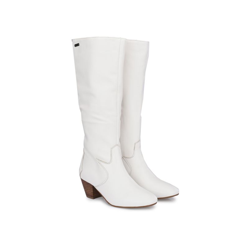 Delize Women White Solid Long Chelsea Boots (UK 8)