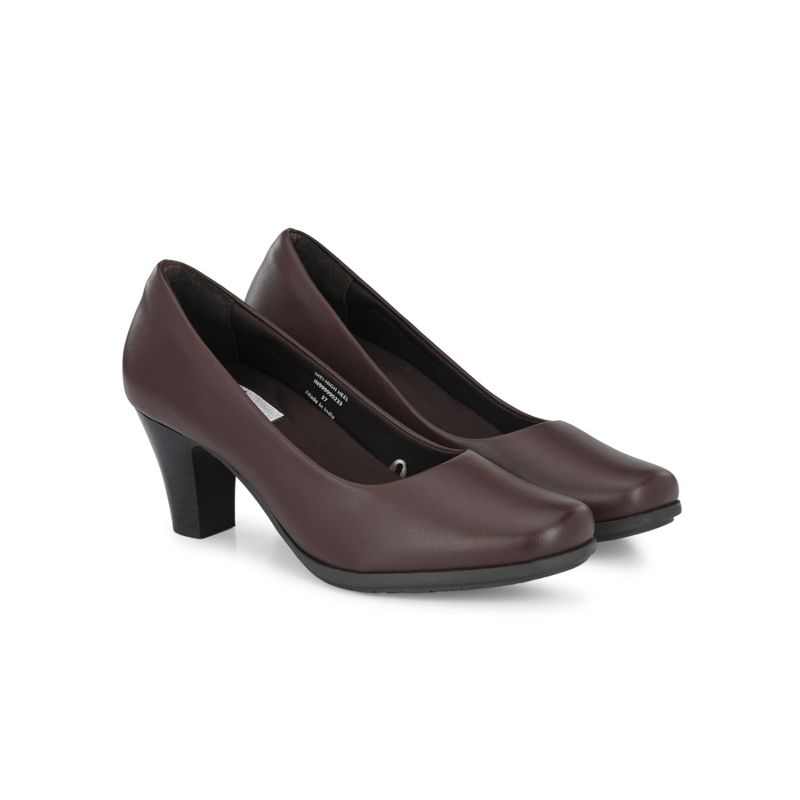 Delize Womens Burgundy Solid Heeled Back Pumps (UK 8)