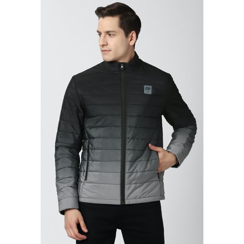 Peter England Men Grey Print Casual Jacket (L)