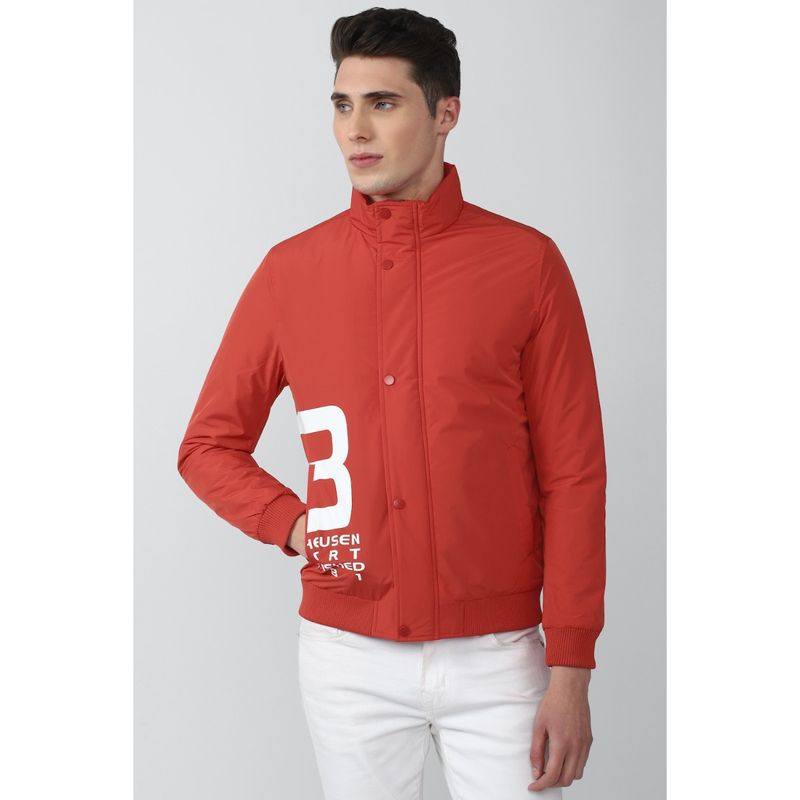 Van Heusen Men Orange Graphic Print Casual Jacket (S)